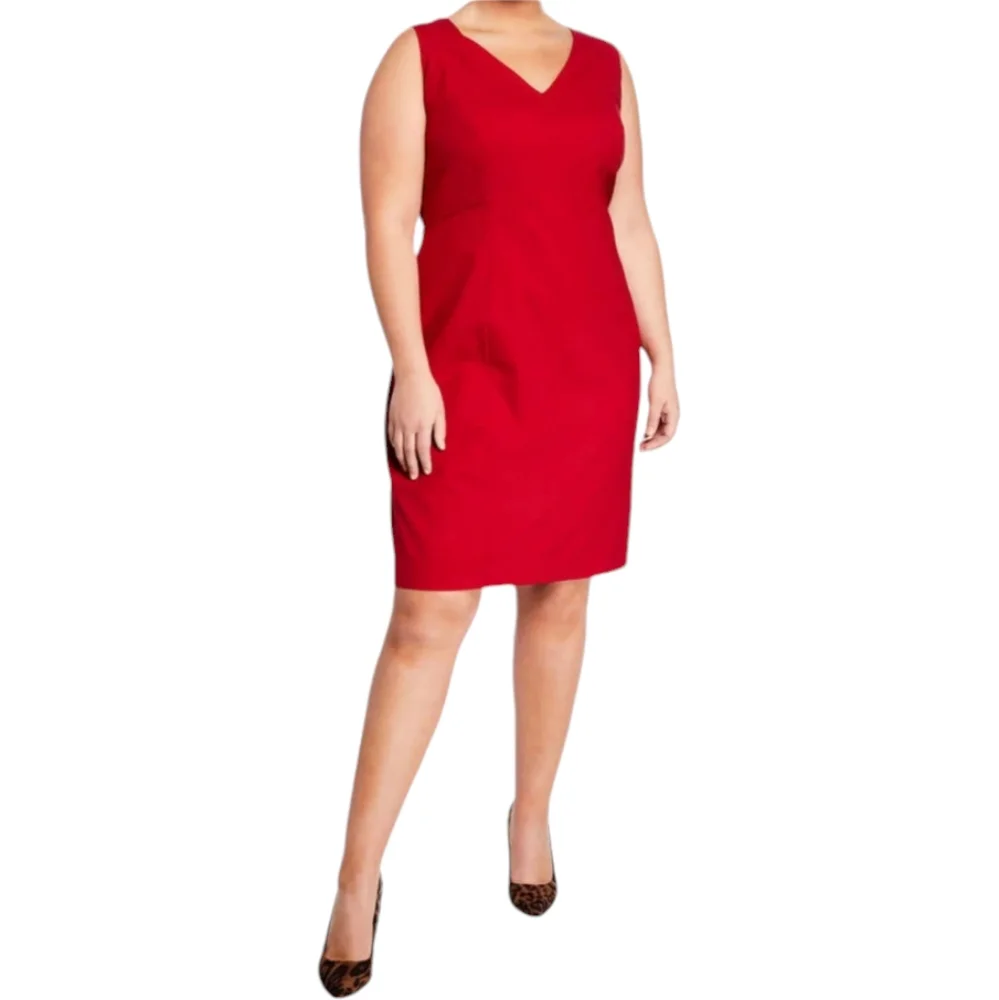 J.CREW  Red V Neck Sleeveless Sheath Dress Plus Size‎ 20
